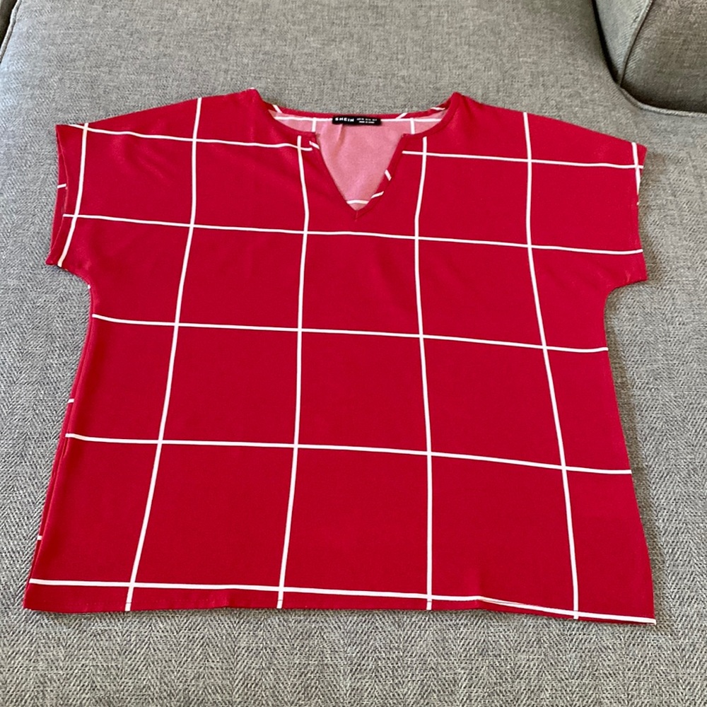 Shein women top size XS red with white lines